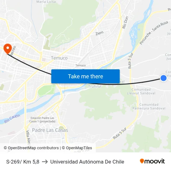S-269/ Km 5,8 to Universidad Autónoma De Chile map