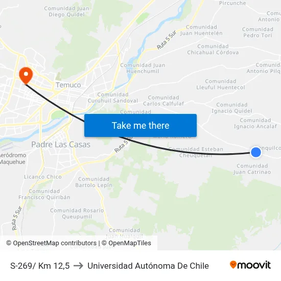 S-269/ Km 12,5 to Universidad Autónoma De Chile map