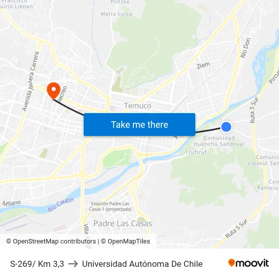 S-269/ Km 3,3 to Universidad Autónoma De Chile map
