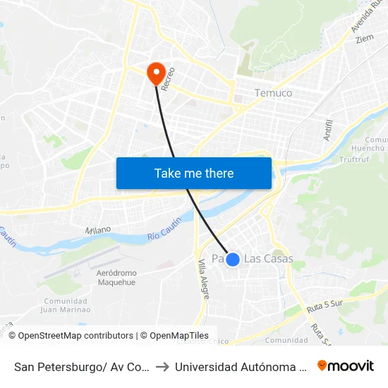 San Petersburgo/ Av Coñoepan to Universidad Autónoma De Chile map