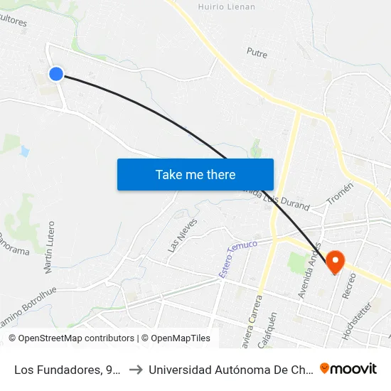 Los Fundadores, 919 to Universidad Autónoma De Chile map