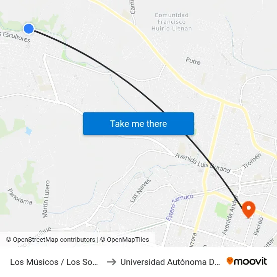 Los Músicos / Los Sopranos to Universidad Autónoma De Chile map