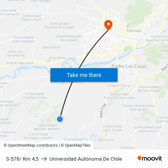 S-578/ Km 4,5 to Universidad Autónoma De Chile map