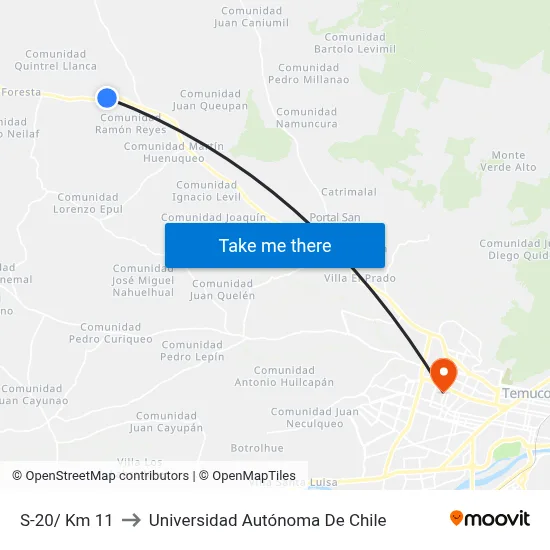 S-20/ Km 11 to Universidad Autónoma De Chile map