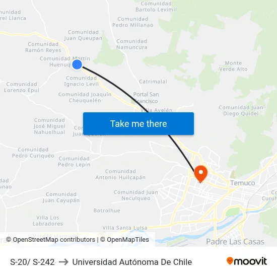 S-20/ S-242 to Universidad Autónoma De Chile map