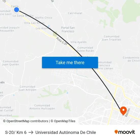S-20/ Km 6 to Universidad Autónoma De Chile map