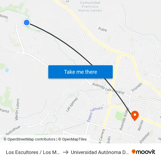 Los Escultores / Los Músicos to Universidad Autónoma De Chile map