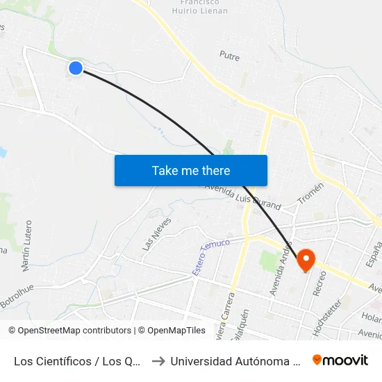 Los Científicos / Los Químicos to Universidad Autónoma De Chile map
