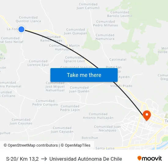 S-20/ Km 13,2 to Universidad Autónoma De Chile map