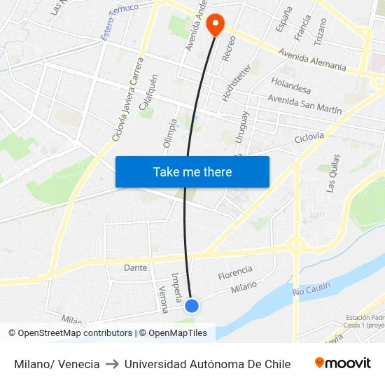 Milano/ Venecia to Universidad Autónoma De Chile map