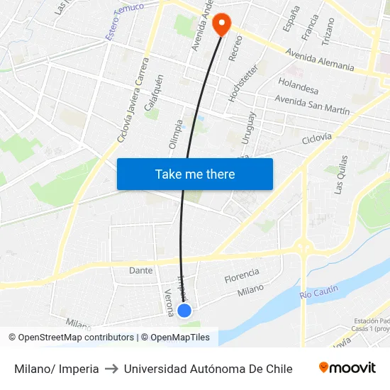 Milano/ Imperia to Universidad Autónoma De Chile map
