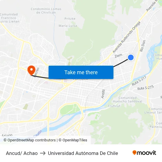 Ancud/ Achao to Universidad Autónoma De Chile map