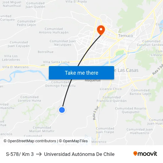 S-578/ Km 3 to Universidad Autónoma De Chile map