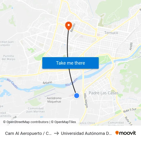 Cam Al Aeropuerto / Coagra to Universidad Autónoma De Chile map