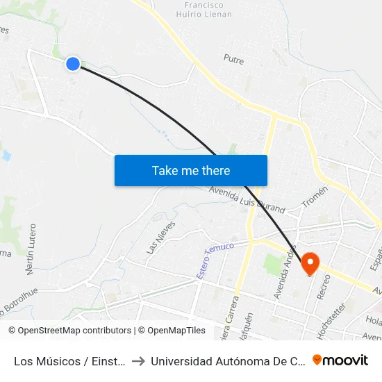 Los Músicos / Einstein to Universidad Autónoma De Chile map