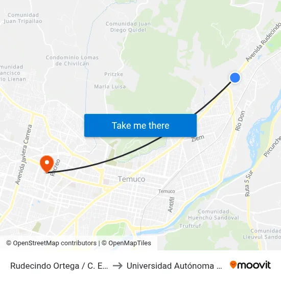 Rudecindo Ortega / C. Electrica to Universidad Autónoma De Chile map