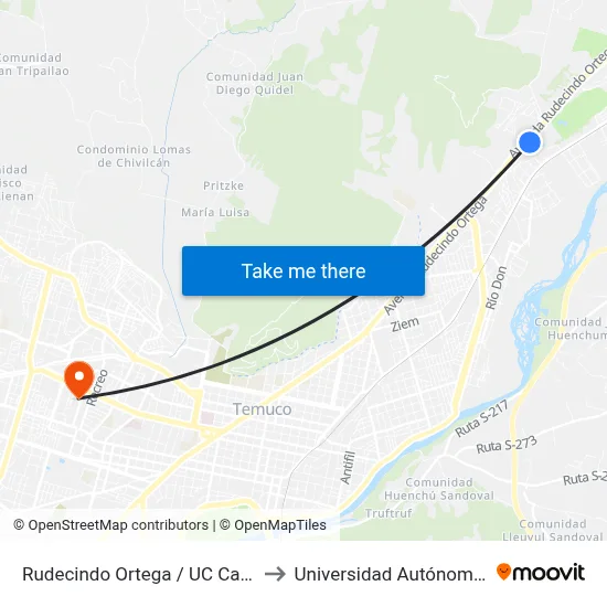 Rudecindo Ortega / UC Campus Norte to Universidad Autónoma De Chile map