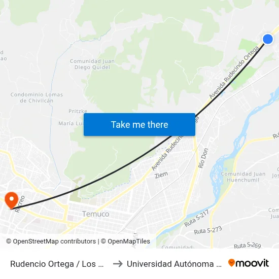 Rudencio Ortega / Los Cántaros to Universidad Autónoma De Chile map