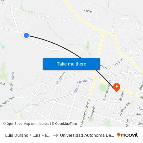Luis Durand / Luis Pasteur to Universidad Autónoma De Chile map