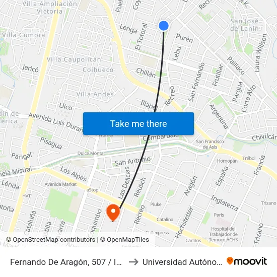 Fernando De Aragón, 507 / Isabel La Católica to Universidad Autónoma De Chile map