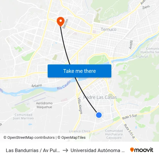 Las Bandurrias / Av Pulmahue to Universidad Autónoma De Chile map
