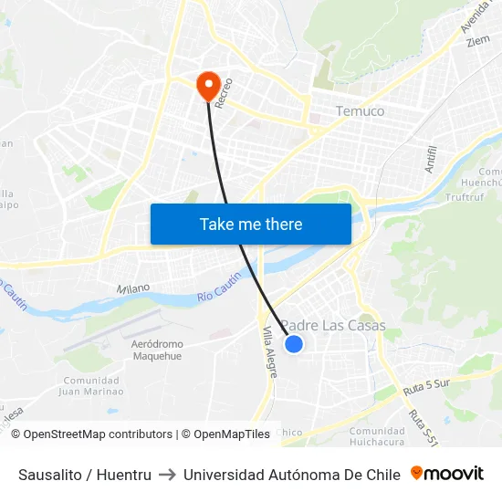 Sausalito / Huentru to Universidad Autónoma De Chile map