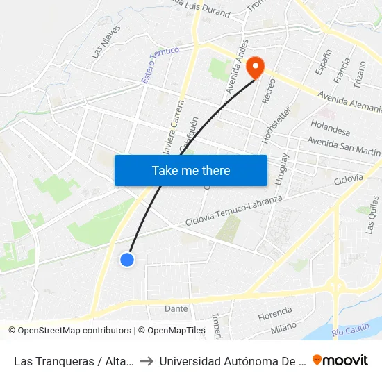 Las Tranqueras / Altamira to Universidad Autónoma De Chile map