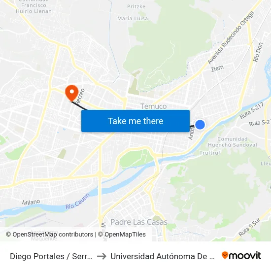 Diego Portales / Serrano to Universidad Autónoma De Chile map