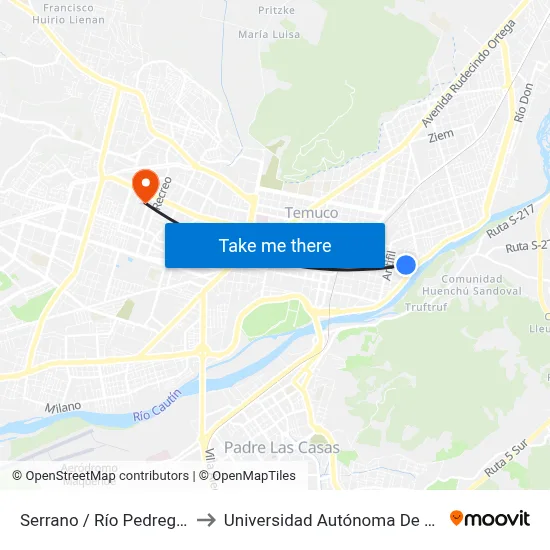 Serrano / Río Pedregoso to Universidad Autónoma De Chile map