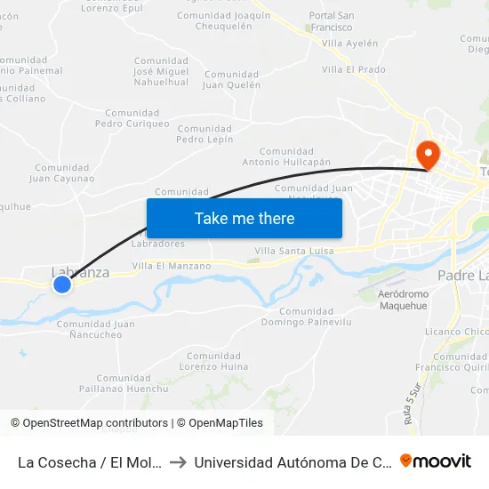 La Cosecha / El Molino to Universidad Autónoma De Chile map