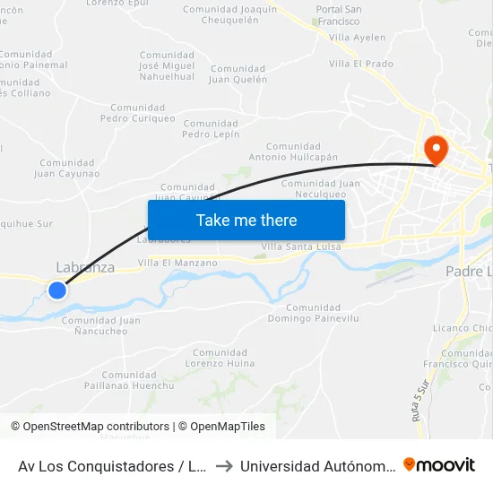 Av Los Conquistadores / La Esperanza to Universidad Autónoma De Chile map