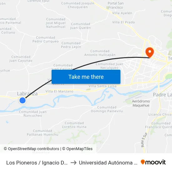 Los Pioneros / Ignacio De Loyola to Universidad Autónoma De Chile map