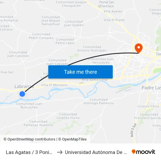 Las Agatas / 3 Poniente to Universidad Autónoma De Chile map