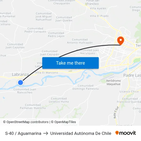 S-40 / Aguamarina to Universidad Autónoma De Chile map