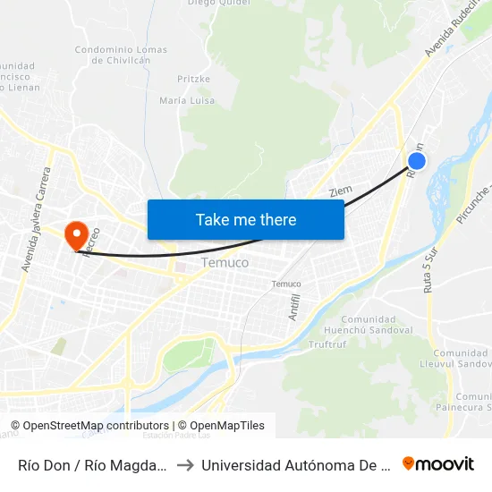 Río Don / Río Magdalena to Universidad Autónoma De Chile map