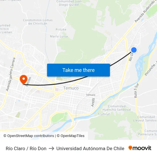 Río Claro / Río Don to Universidad Autónoma De Chile map