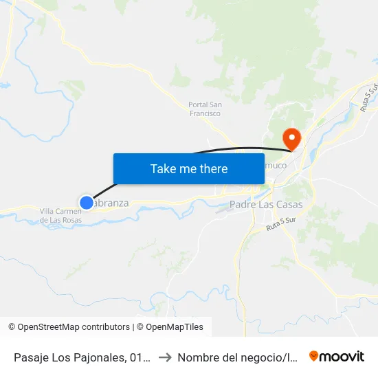 Pasaje Los Pajonales, 01484 to Nombre del negocio/local map