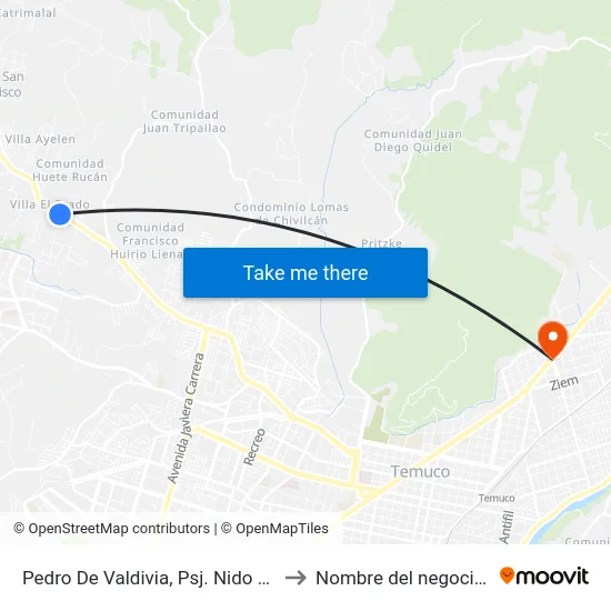 Pedro De Valdivia, Psj. Nido De Águila to Nombre del negocio/local map