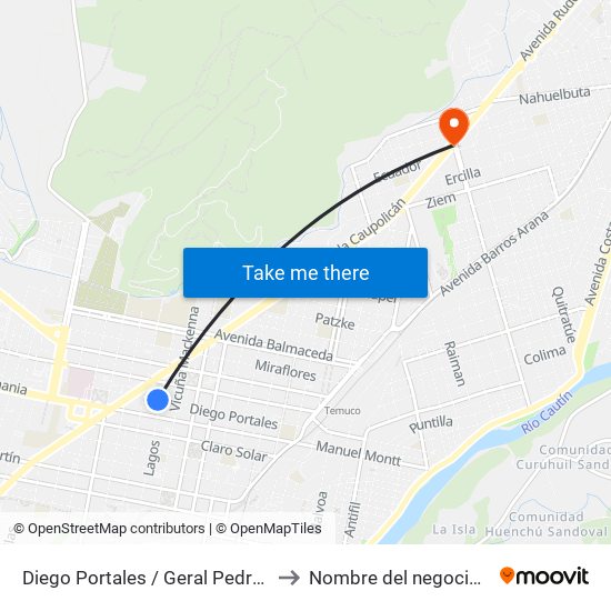 Diego Portales / Geral Pedro Lagos to Nombre del negocio/local map