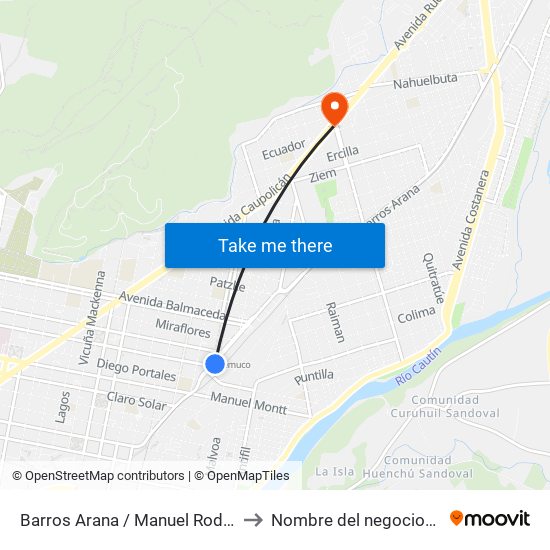 Barros Arana / Manuel Rodriguez to Nombre del negocio/local map