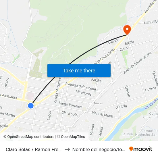 Claro Solas / Ramon Freire to Nombre del negocio/local map