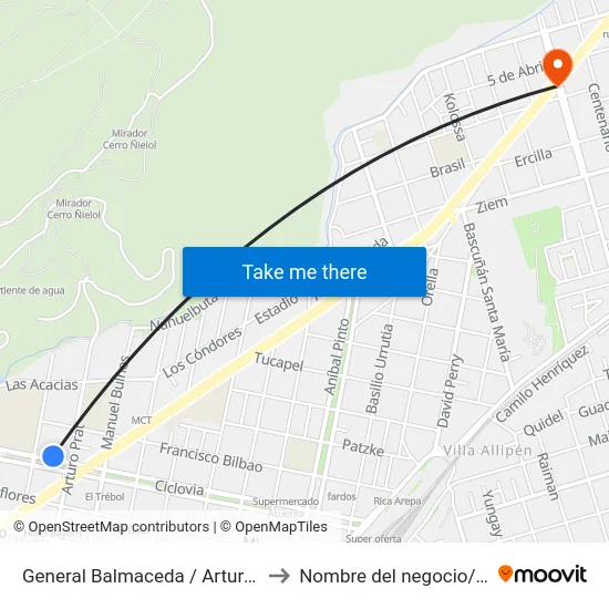 General Balmaceda / Arturo Prat to Nombre del negocio/local map