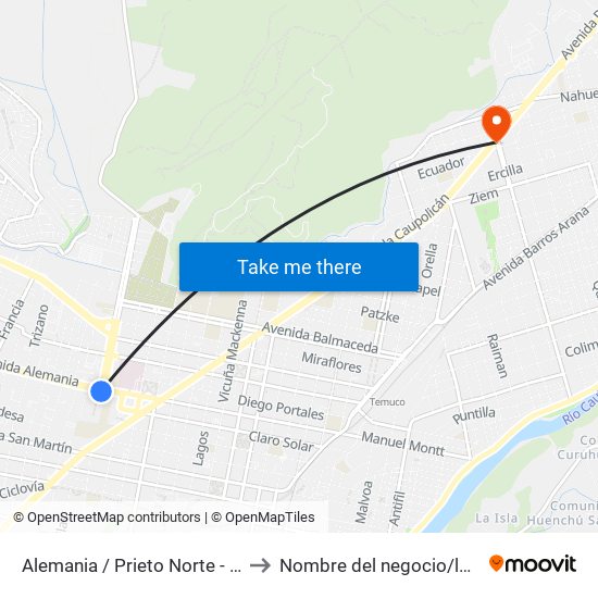 Alemania / Prieto Norte - Sur to Nombre del negocio/local map