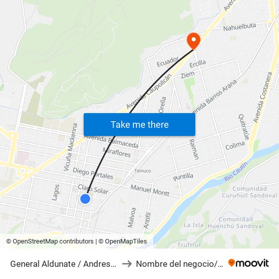 General Aldunate / Andres Bello to Nombre del negocio/local map