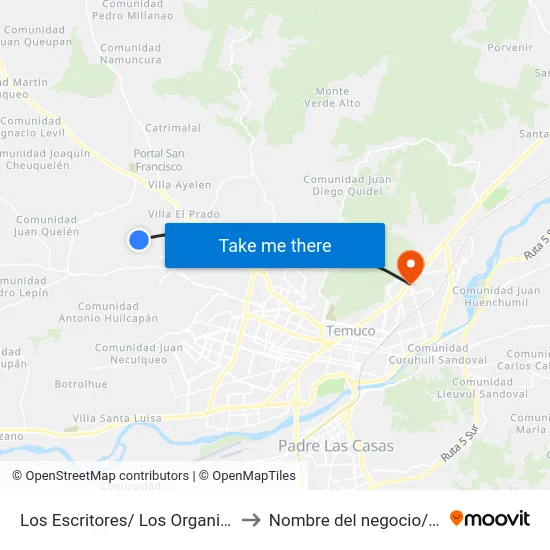 Los Escritores/ Los Organilleros to Nombre del negocio/local map