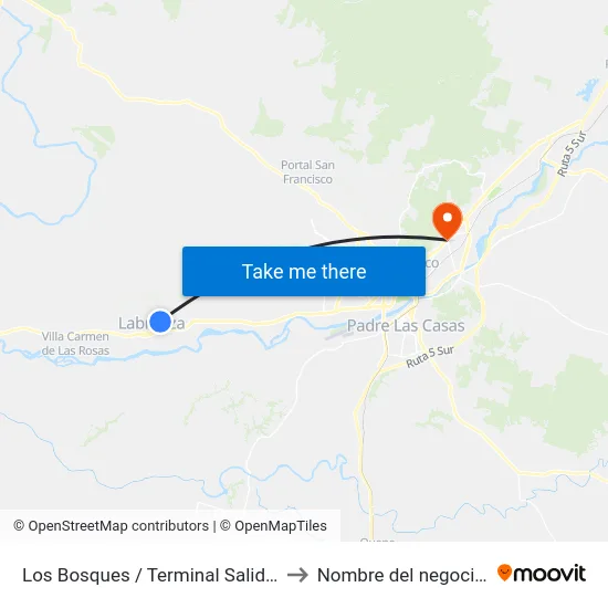 Los Bosques / Terminal Salida Linea 5, to Nombre del negocio/local map