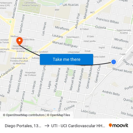 Diego Portales, 1397 to UTI - UCI Cardiovascular HHHA map