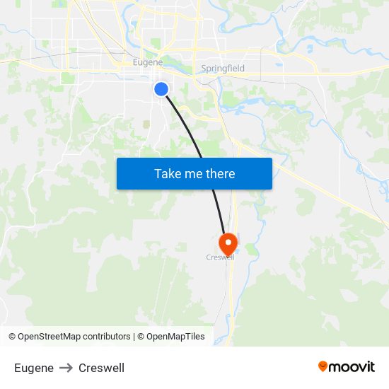 Eugene to Creswell map