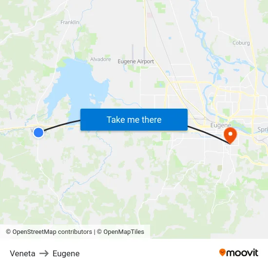 Veneta to Eugene map