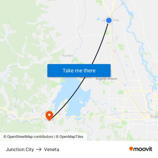 Junction City to Veneta map